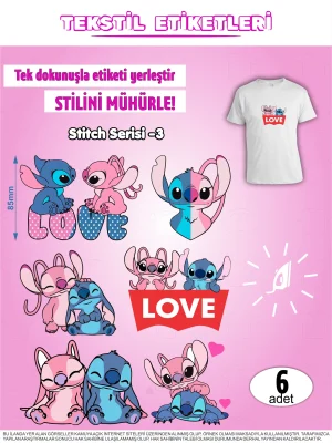 Stitch Serisi -3 Ütü ile Yapışan Kıyafet Etiketi 6Lı Set
