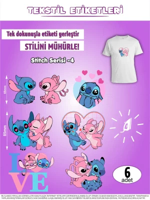 Stitch Serisi -4 Ütü ile Yapışan Kıyafet Etiketi 6Lı Set