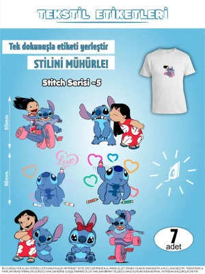 Stitch Serisi -5 Ütü ile Yapışan Kıyafet Etiketi 7Li Set