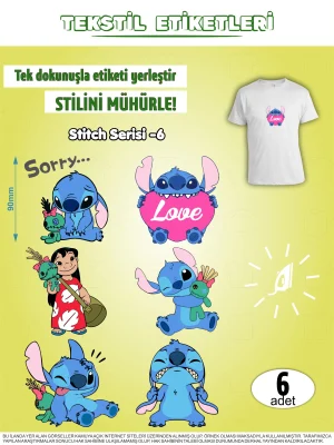 Stitch Serisi -6 Ütü ile Yapışan Kıyafet Etiketi 6Lı Set