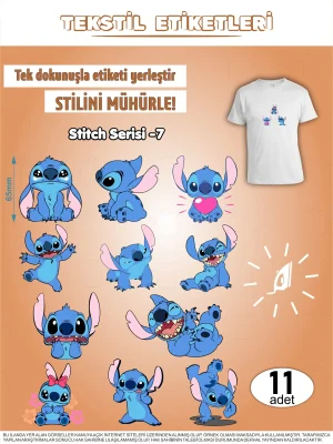 Stitch Serisi -7 Ütü ile Yapışan Kıyafet Etiketi 11Li Set
